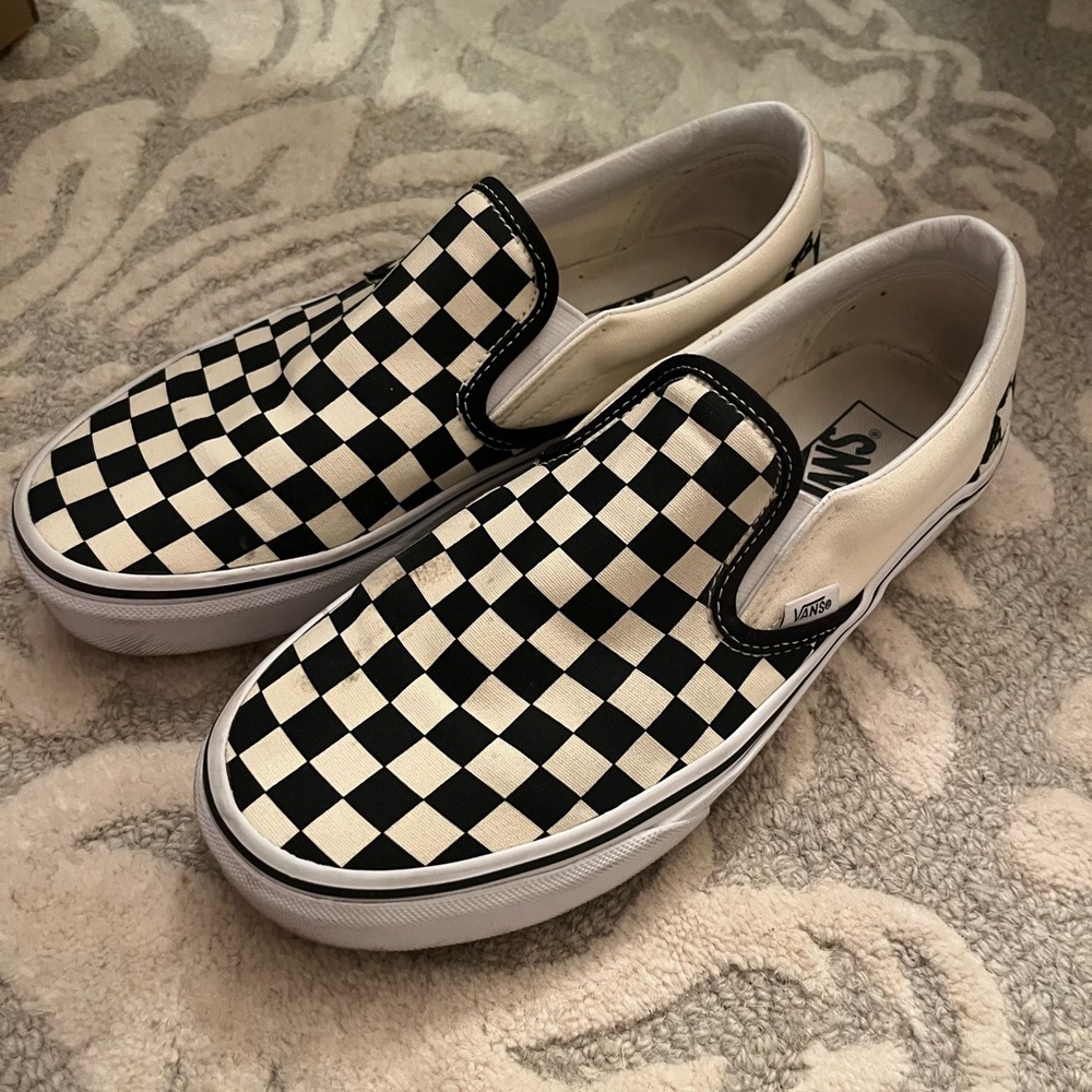 Vans Black and White Checkerboard Slip-Ons